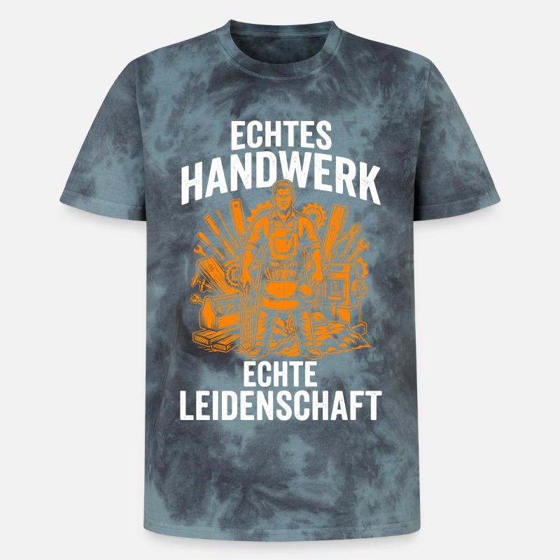Echtes Handwerk Echte Leidenschaft Handwerker - Unisex Premium Tie Dye T-Shirt - Schwarz/Blau