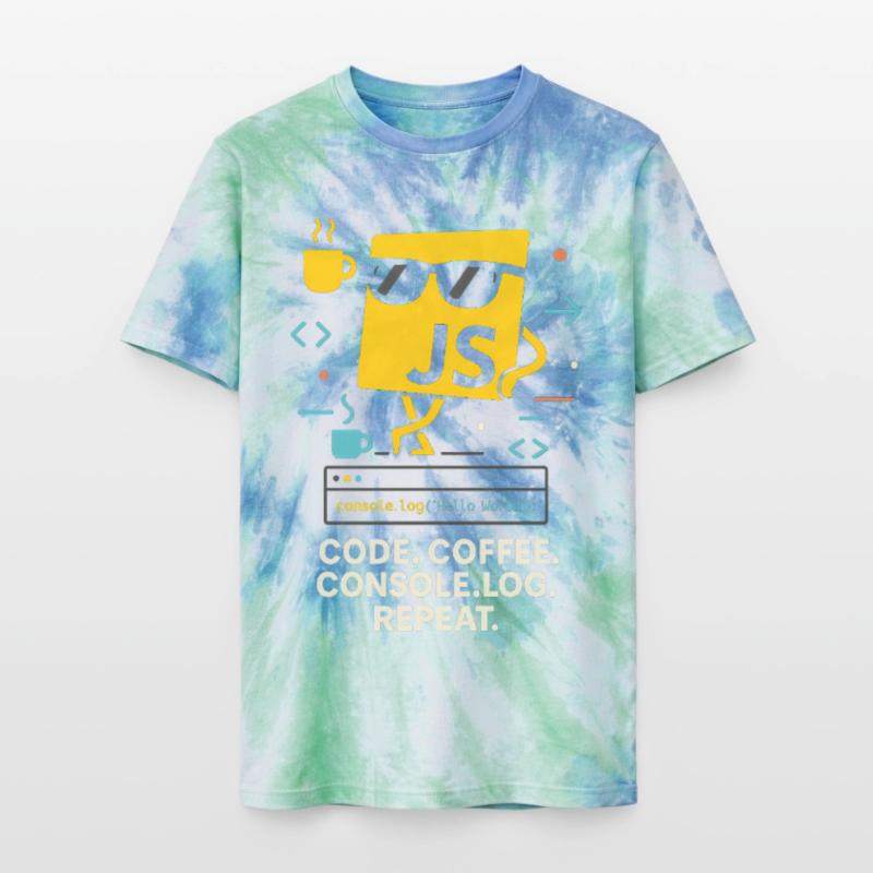 Code Coffee Console.log Repeat JavaScript Programm Unisex Premium Tie Dye T-Shirt