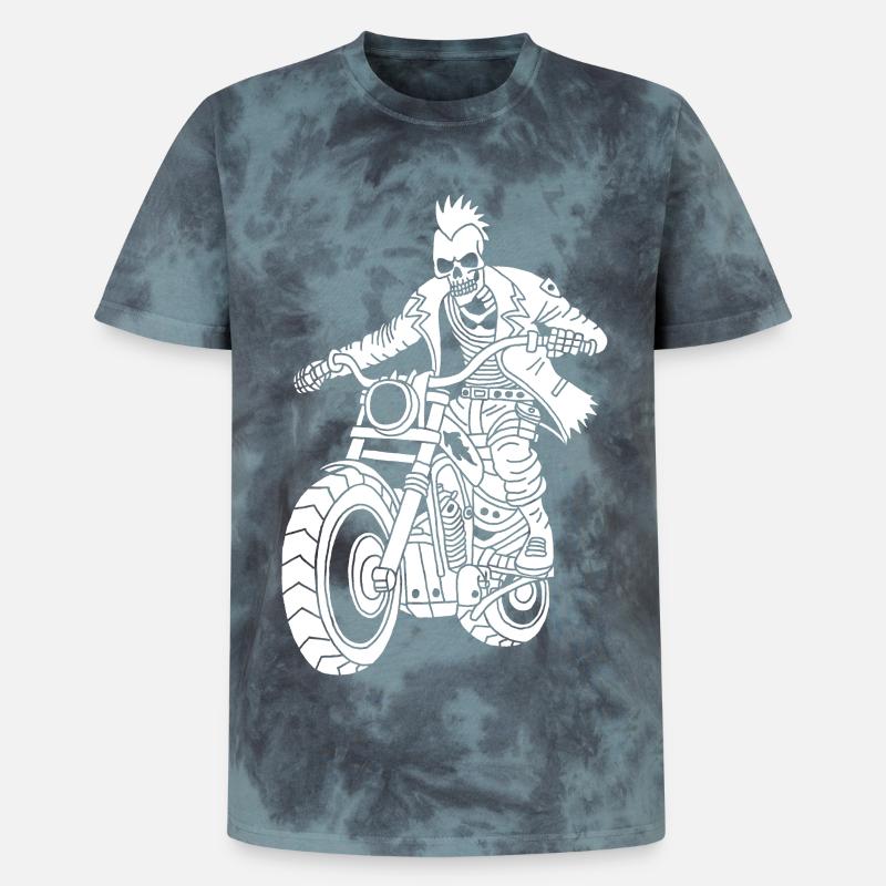 Hell Biker (Weiß) - Unisex Premium Tie Dye T-Shirt - Schwarz/Blau