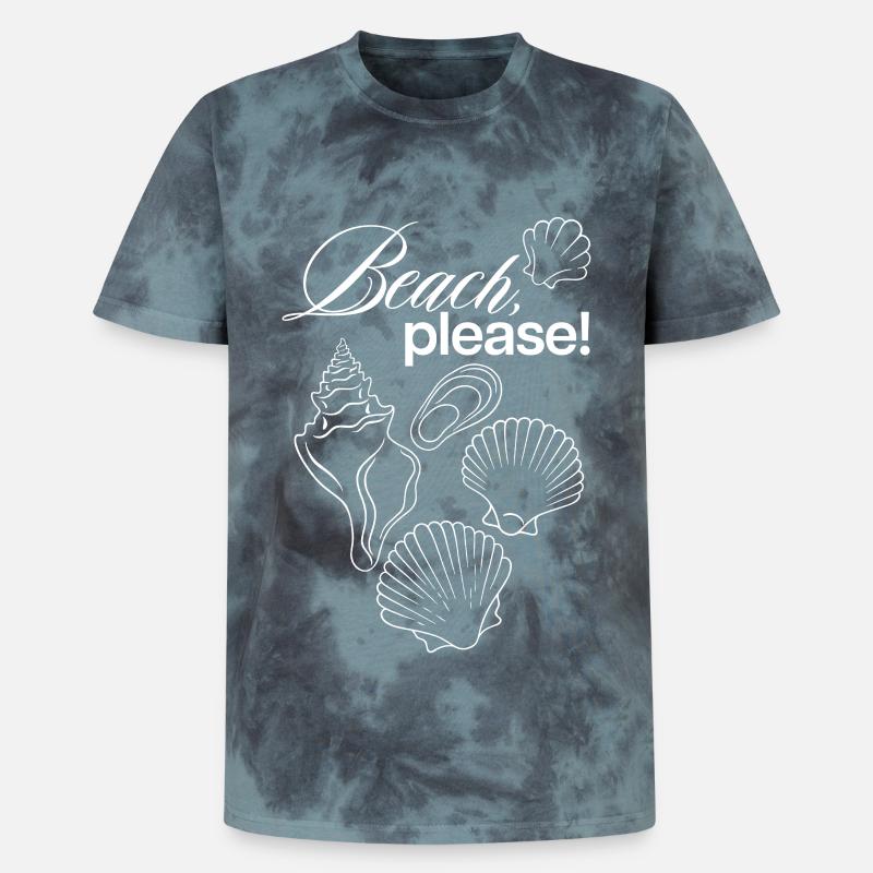 Illustration de coquillage côtier Beach Please - T-shirt tie-dye premium unisexe - noir/bleu