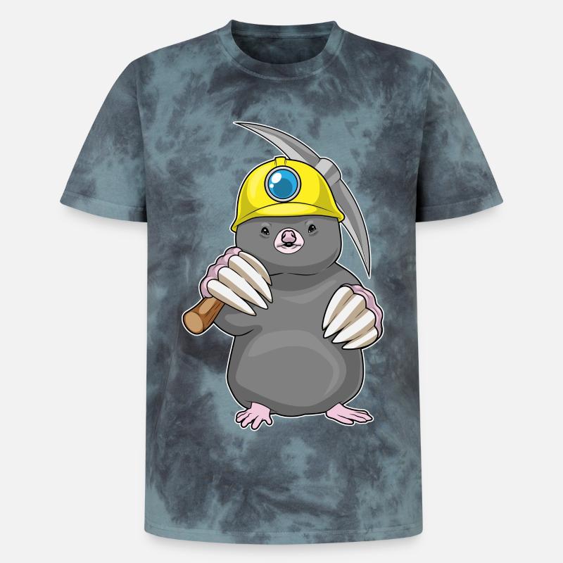 Mole Miner Pickaxe Mining - Unisex Premium Tie-Dye T-Shirt - Black/Blue