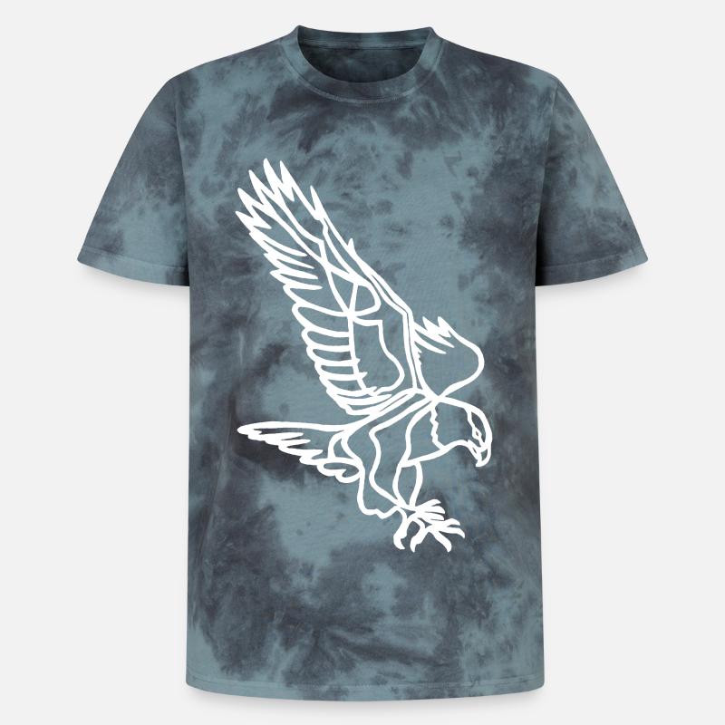 White Eagle in Flight - Unisex Premium Tie-Dye T-Shirt - Black/Blue
