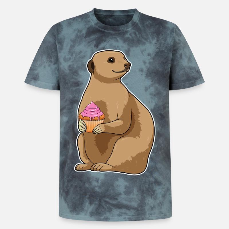 Erdmännchen Muffin - Unisex Premium Tie Dye T-Shirt - Schwarz/Blau