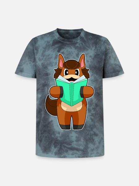 Pferd Buch - Unisex Premium Tie Dye T-Shirt - Schwarz/Blau