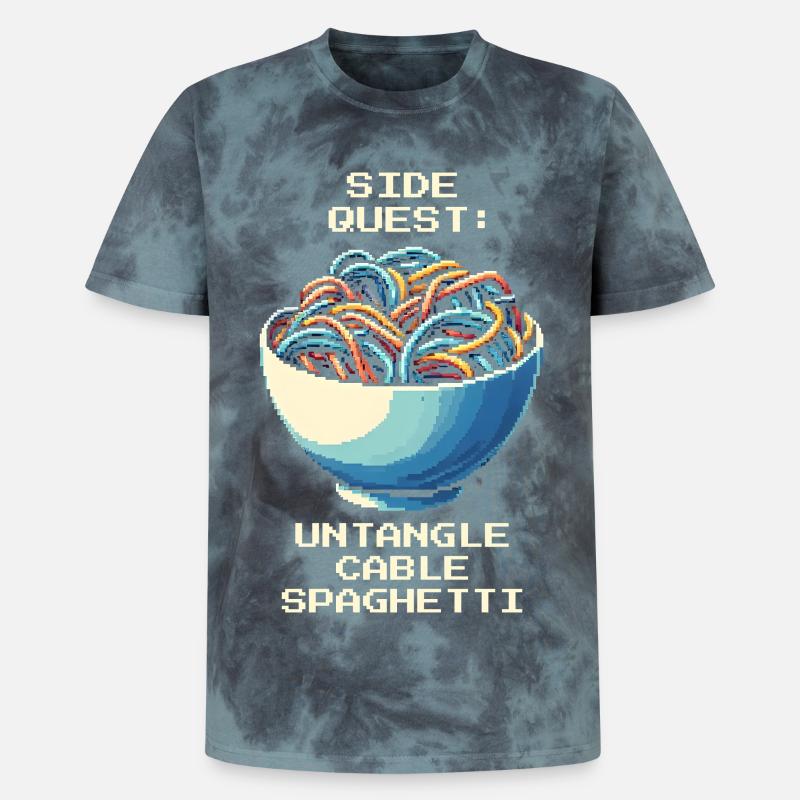 Cable clutter untangled | Cable management - Unisex Premium Tie-Dye T-Shirt - Black/Blue