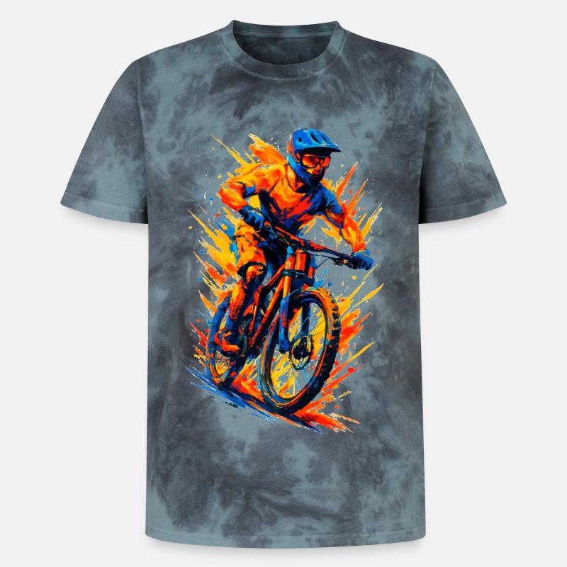 Mountainbiking Mountainbiker MTB cool Geschenk - Unisex Premium Tie Dye T-Shirt - Schwarz/Blau