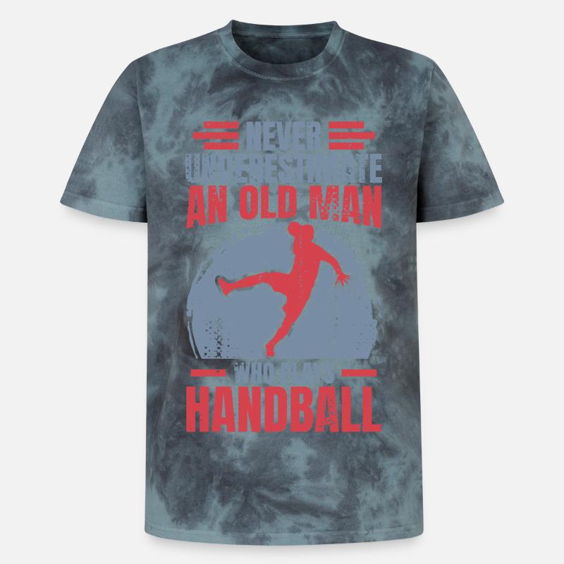 Håndbold bedstefar - Unisex Premium tie-dye T-shirt - sort/blå