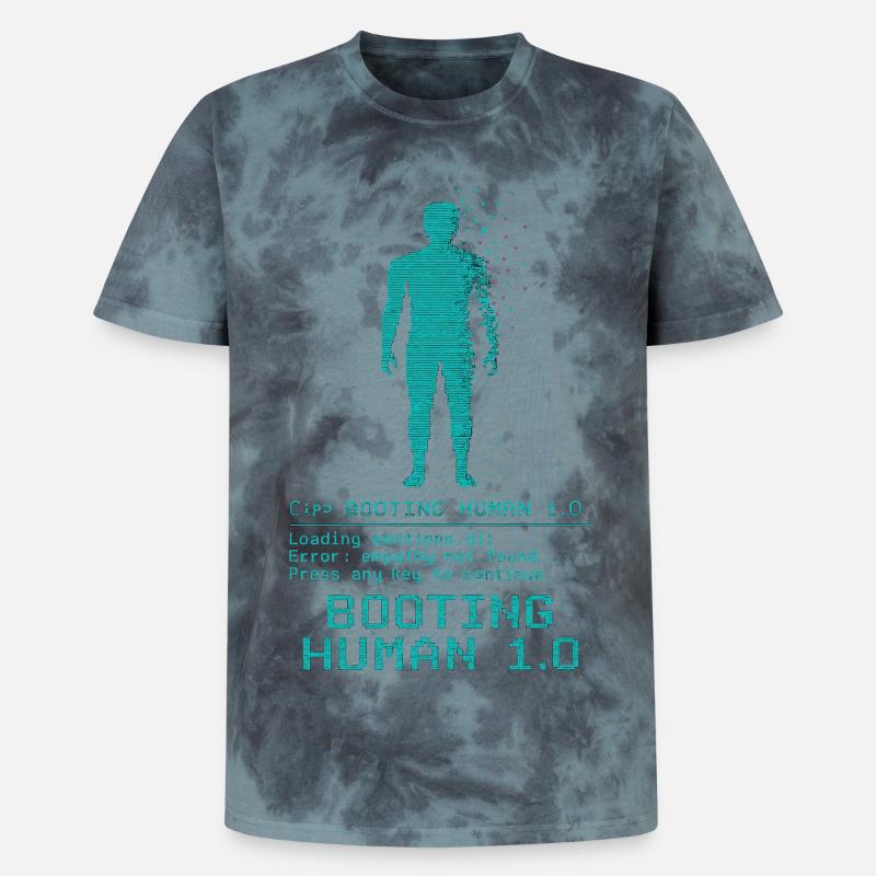 Booting Human 1.0 Empathy Error - Unisex Premium Tie-Dye T-Shirt - Black/Blue