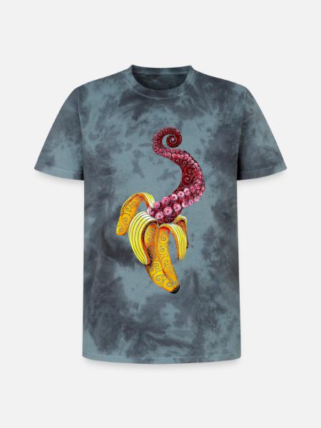 Wirbelnde Mutant-Banane - Unisex Premium Tie Dye T-Shirt - Schwarz/Blau