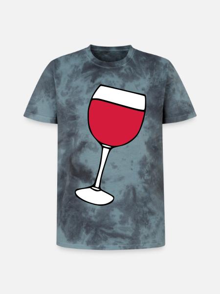 Rotwein im Glas - Unisex Premium Tie Dye T-Shirt - Schwarz/Blau