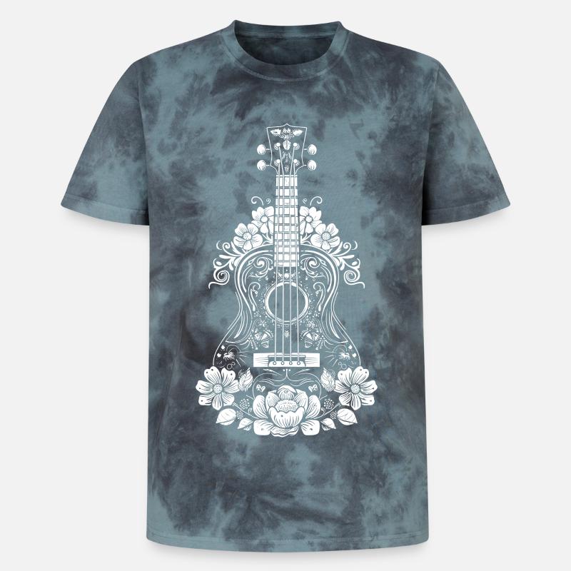 Ukulele Comic-Stil - Unisex Premium Tie Dye T-Shirt - Schwarz/Blau