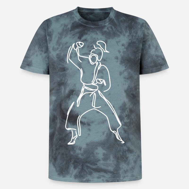 Weibliche Karateka - Unisex Premium Tie Dye T-Shirt - Schwarz/Blau