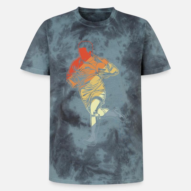 Rugby Sketch - Unisex Premium Tie-Dye T-Shirt - Black/Blue