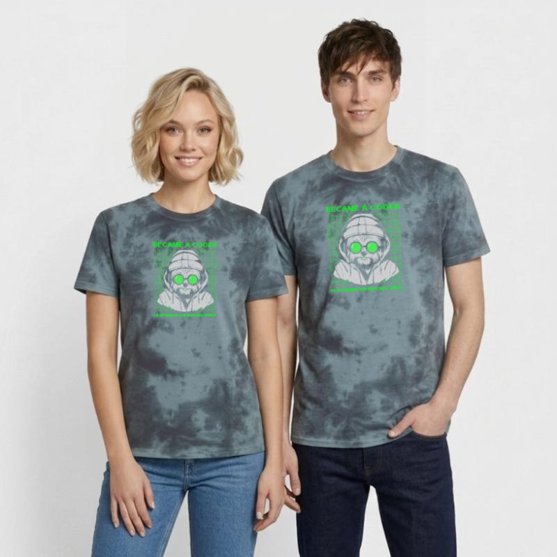 Became a Coder – Cyber Dog Binary Unisex Premium Tie Dye T-Shirt