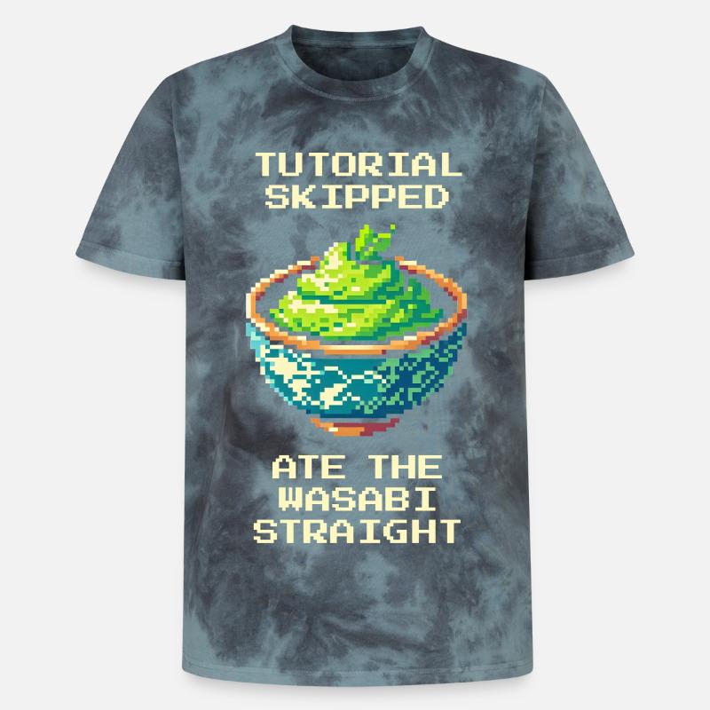 Tutorial übersprungen | Wasabi pur gegessen - Unisex Premium Tie Dye T-Shirt - Schwarz/Blau