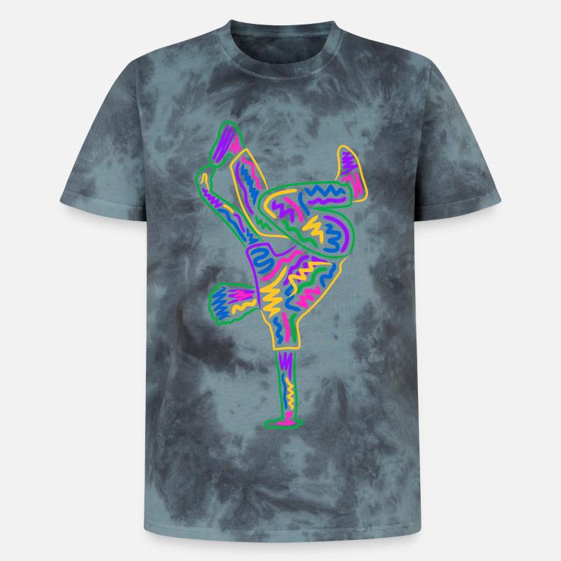 Breakdancing Breakdancer Bunt Jungen Breakdance - Unisex Premium Tie Dye T-Shirt - Schwarz/Blau