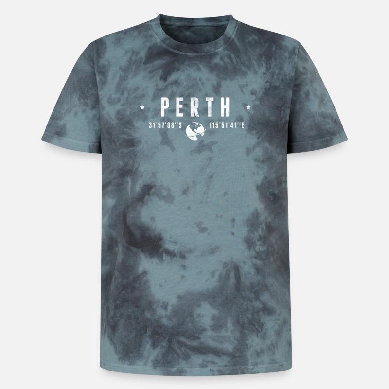 Perth Coordonnées Géographiques Stylisées - T-shirt tie-dye premium unisexe - noir/bleu