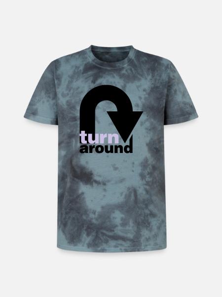 turn around - Unisex Premium Tie Dye T-Shirt - Schwarz/Blau
