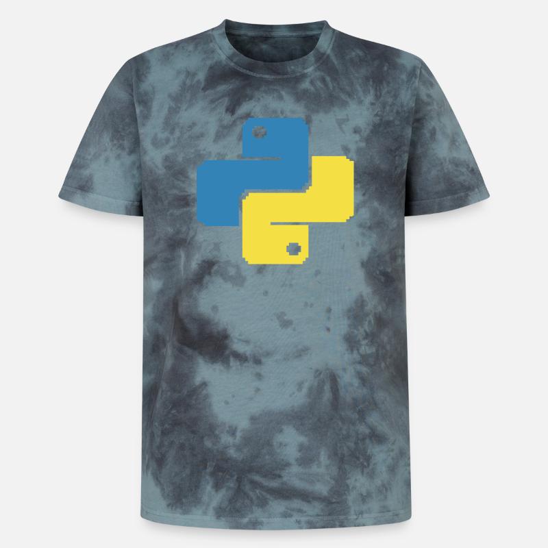 Python Pixelart - Unisex Premium Tie Dye T-Shirt - Schwarz/Blau