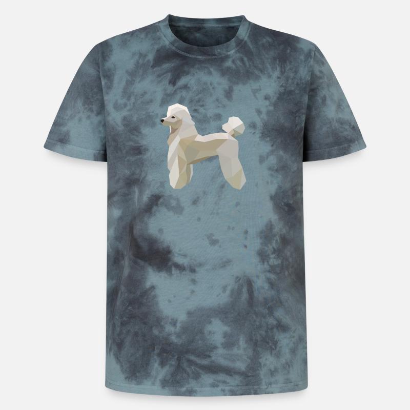 Low-Poly Pudel Hund - Unisex Premium Tie Dye T-Shirt - Schwarz/Blau