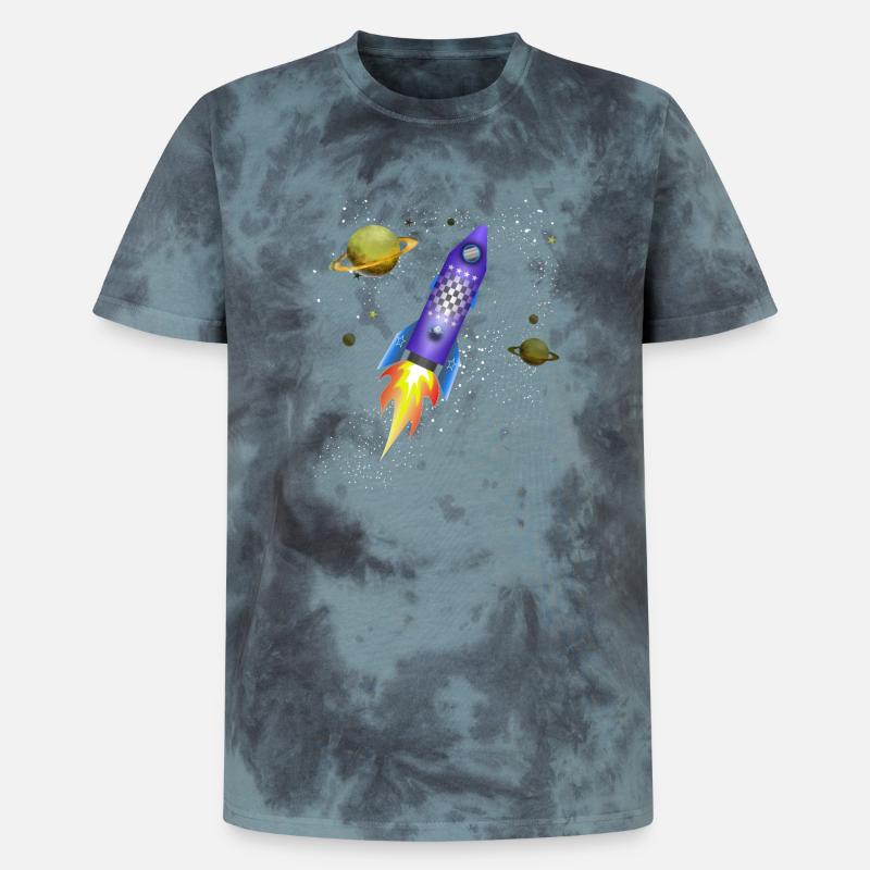 Fusée dans l'espace - T-shirt tie-dye premium unisexe - noir/bleu