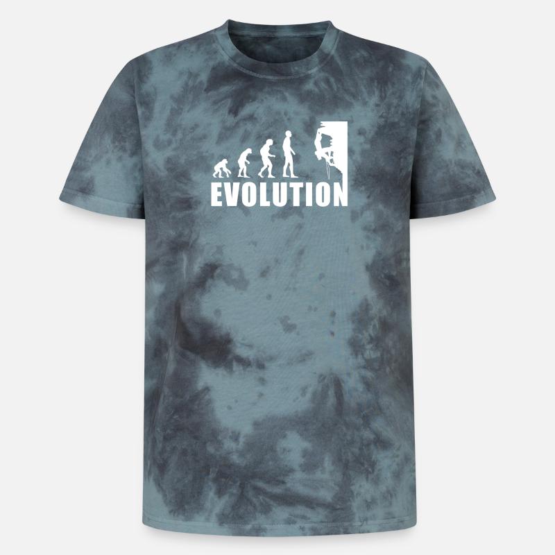 EVOLUTION Klettern Bergsteigen Climbing Geschenk - Unisex Premium Tie Dye T-Shirt - Schwarz/Blau