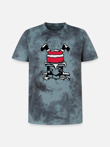 Julemanden er kørt fast i skorsten - Unisex Premium tie-dye T-shirt - sort/blå