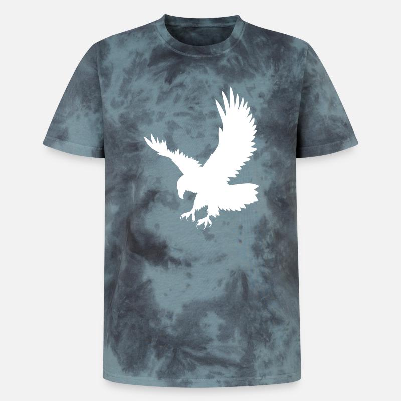 An eagle chasing its prey - Unisex Premium Tie-Dye T-Shirt - Black/Blue