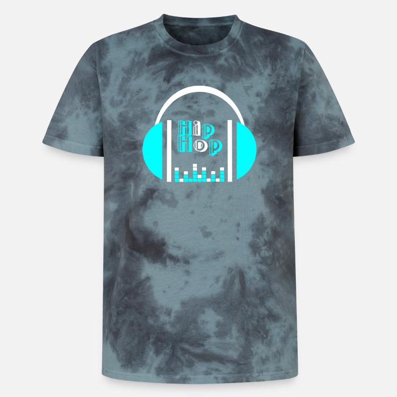 Neonkopfhörer mit Equalizer-Design - Unisex Premium Tie Dye T-Shirt - Schwarz/Blau