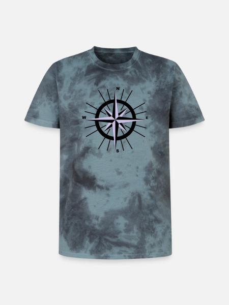 Nautical Compass - Unisex Premium Tie-Dye T-Shirt - Black/Blue