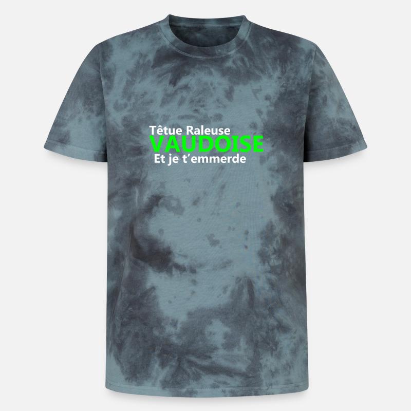 Stubborn grumpy Vaudoise - Unisex Premium Tie-Dye T-Shirt - Black/Blue