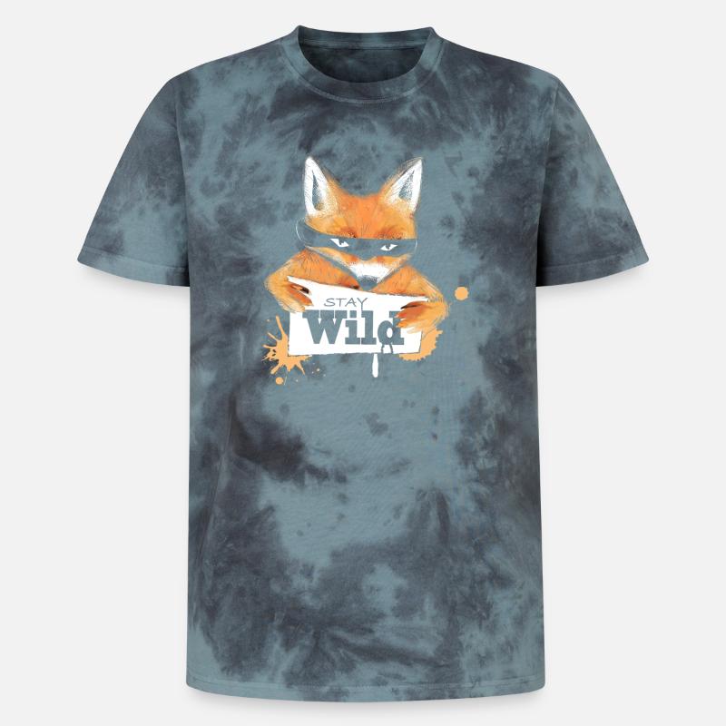 Fox with a message - Unisex Premium Tie-Dye T-Shirt - Black/Blue