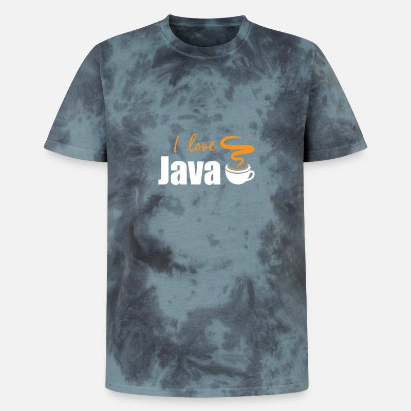 J'aime Java - T-shirt tie-dye premium unisexe - noir/bleu