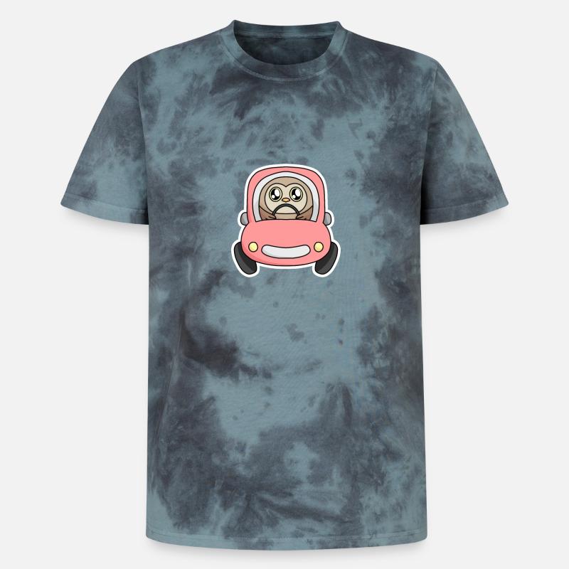 Eule Auto - Unisex Premium Tie Dye T-Shirt - Schwarz/Blau