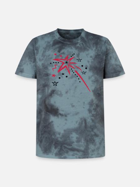 Feuerwerk mit vielen Sternen - Unisex Premium Tie Dye T-Shirt - Schwarz/Blau