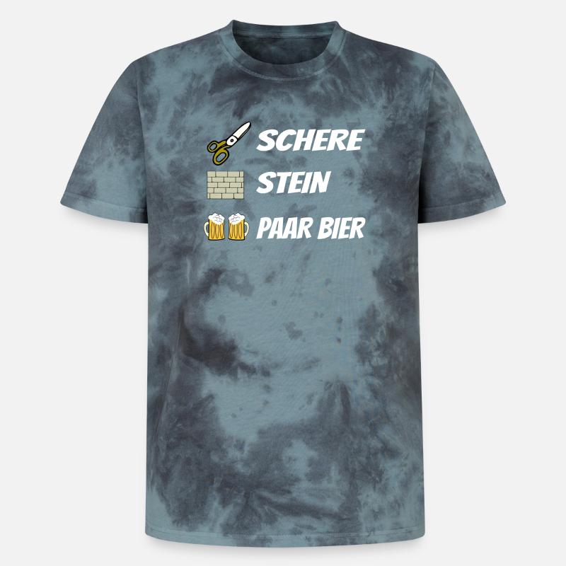 Schere , Stein, Paar Bier - Unisex Premium Tie Dye T-Shirt - Schwarz/Blau