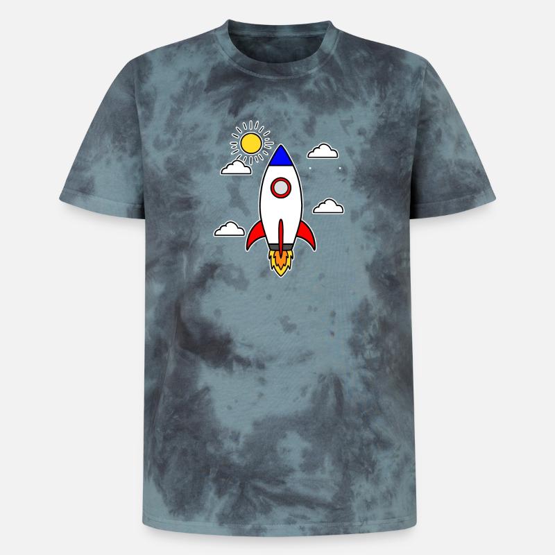 Schulstart Rakete Raumschiff Schulbeginn Schule - Unisex Premium Tie Dye T-Shirt - Schwarz/Blau