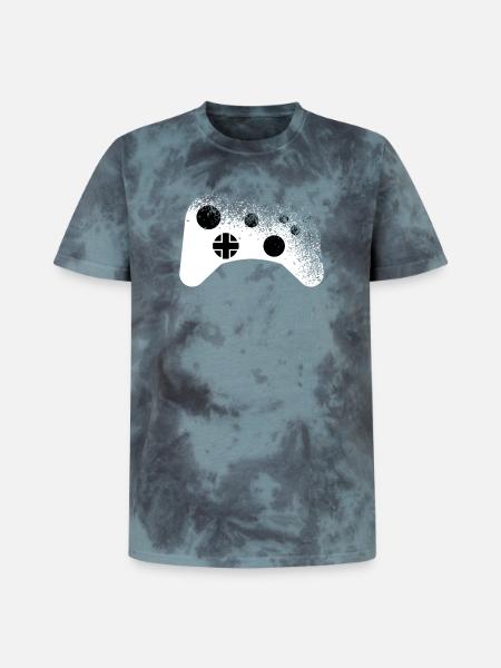 Splatter - Controller Muster für Gamer cool - Unisex Premium Tie Dye T-Shirt - Schwarz/Blau