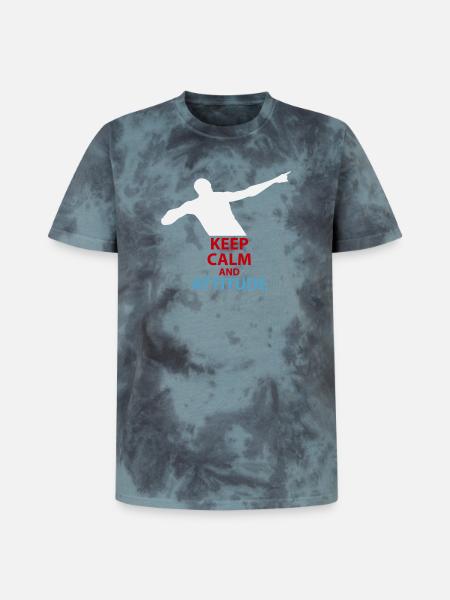Calm and Attitude Silhouette - Unisex Premium Tie-Dye T-Shirt - Black/Blue