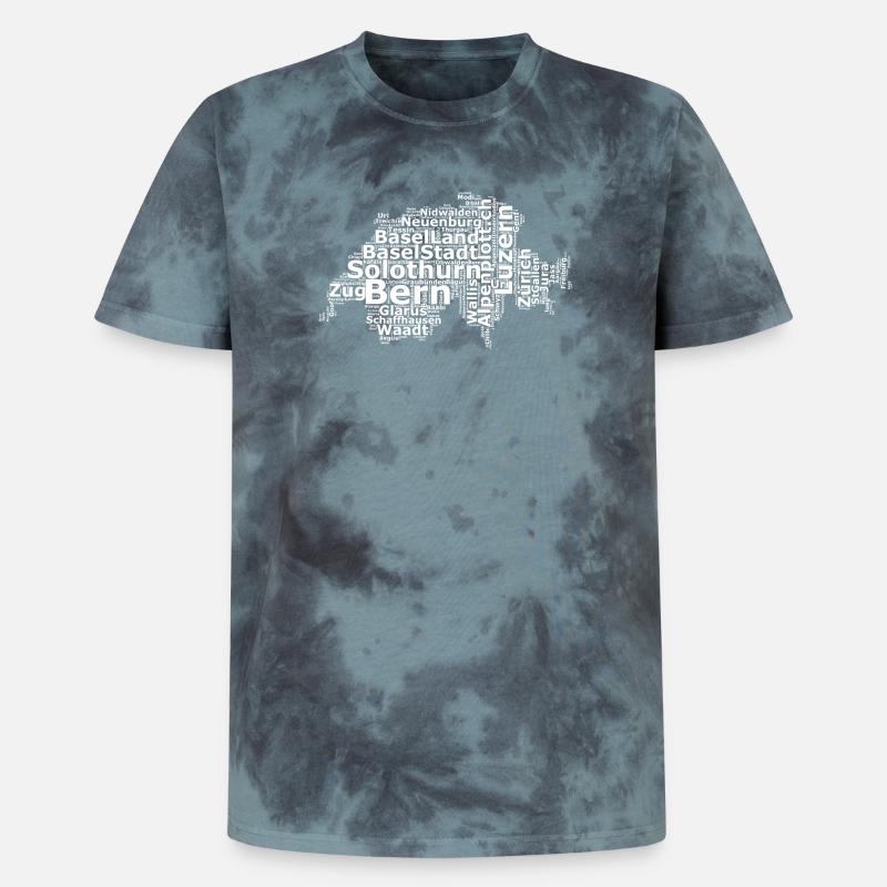 Suisse dialecte blanc - T-shirt tie-dye premium unisexe - noir/bleu