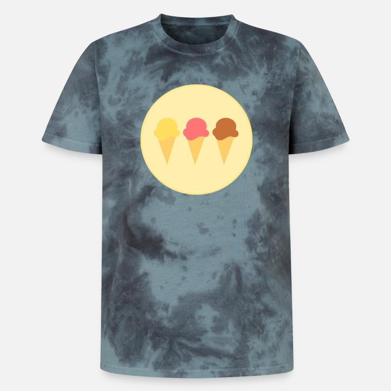 Eis Eiscreme Erdbeereis Vanilleeis Schokoeis - Unisex Premium Tie Dye T-Shirt - Schwarz/Blau