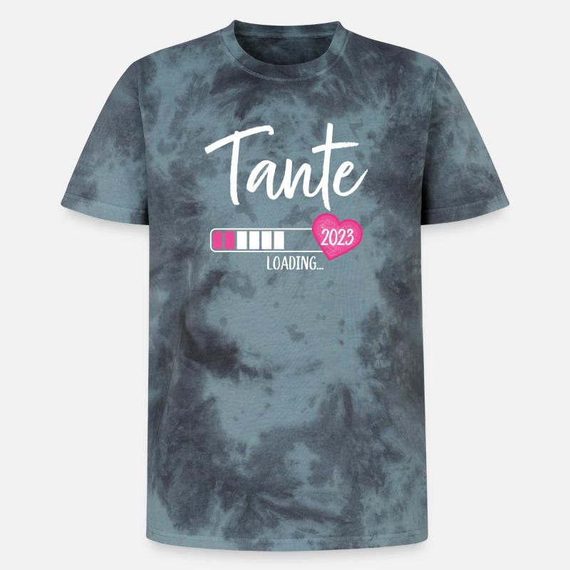 Tante Loading 2023 Herz Nichte Mädchen - Unisex Premium Tie Dye T-Shirt - Schwarz/Blau