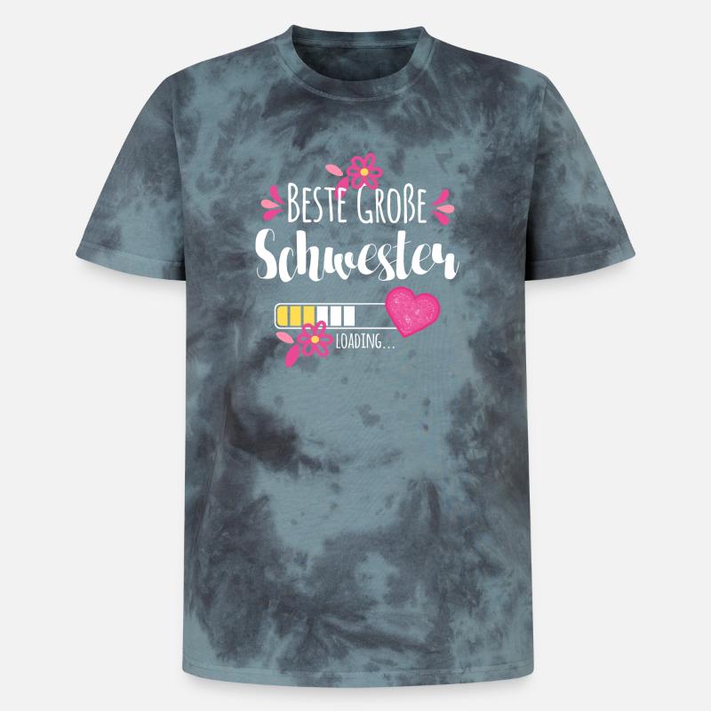 Beste Große Schwester Loading - Unisex Premium Tie Dye T-Shirt - Schwarz/Blau