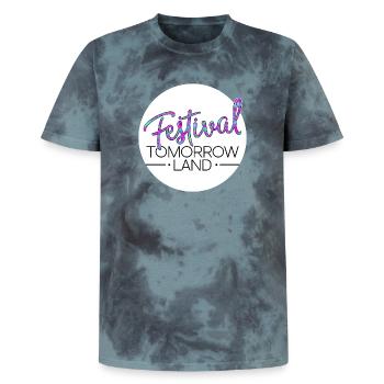 Tomorrowland Festival - Unisex Premium Tie Dye T-Shirt - Schwarz/Blau - Vorne - AI Model Female 172 light (172cm) & AI Model Male 178 light (178cm)