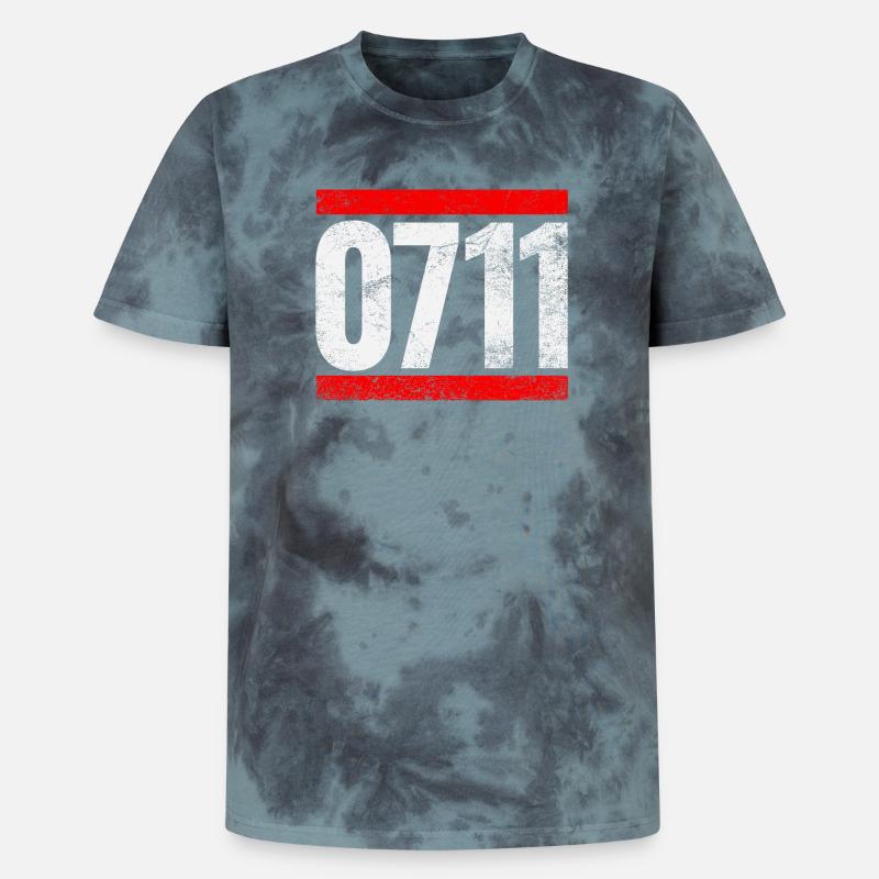 0711 Stuttgart - Unisex Premium Tie Dye T-Shirt - Schwarz/Blau