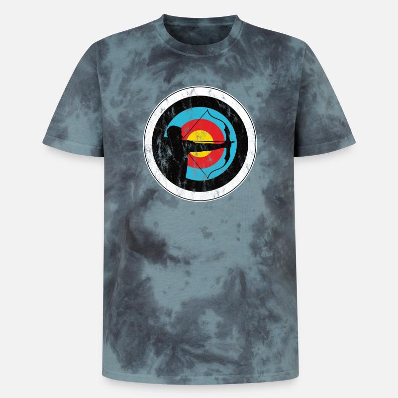 Archer de tir à l’arc avec cible - T-shirt tie-dye premium unisexe - noir/bleu
