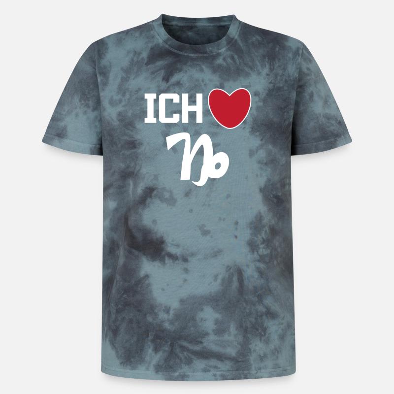 Steinbock Herz Statement Horoskop Sternzeichen - Unisex Premium Tie Dye T-Shirt - Schwarz/Blau