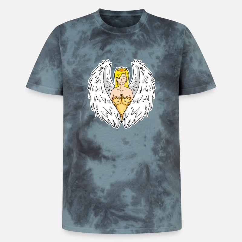 Schutzengel - Unisex Premium Tie Dye T-Shirt - Schwarz/Blau