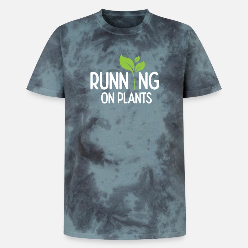 Running On Plants - Unisex Premium Tie-Dye T-Shirt - Black/Blue