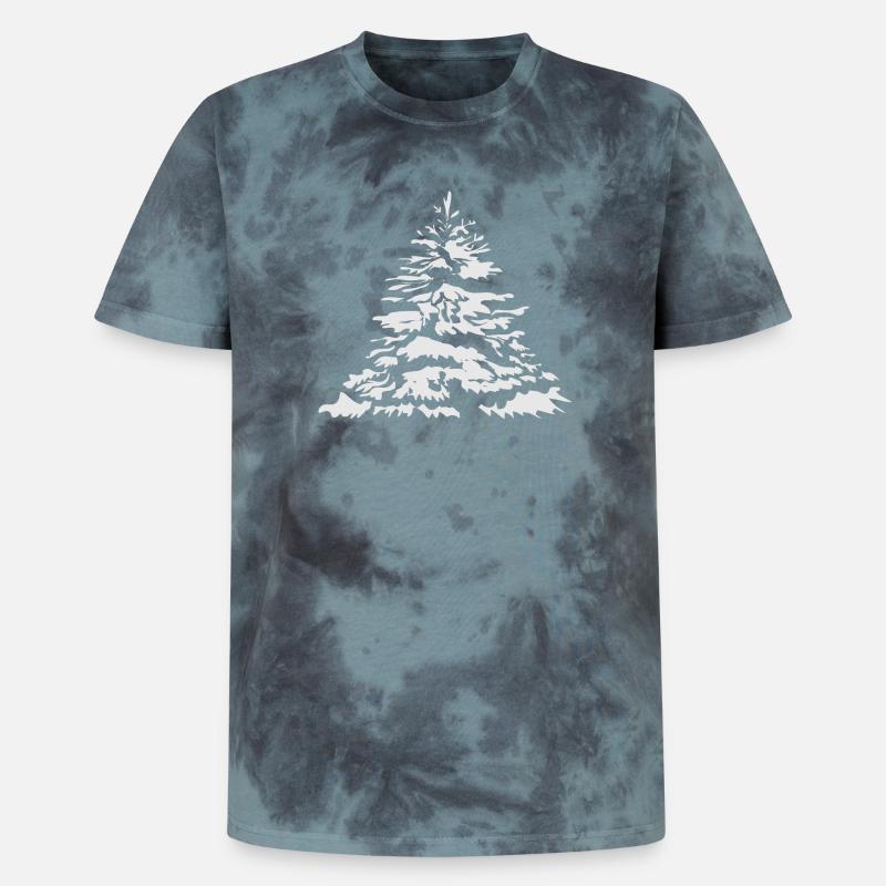 schneebedeckter Christbaum oder Tannenbaum - Unisex Premium Tie Dye T-Shirt - Schwarz/Blau
